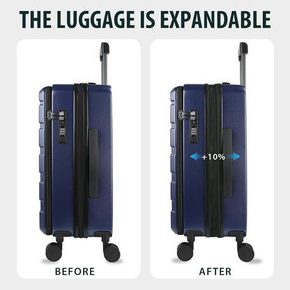 Carry On Luggage with Spinner Wheels & Built-in TSA Lock, Expandable Top Opening Hard Shell Suitcase Large Capacity Durable Rolling Luggage with USB Port, Carry-On 20-Inch, Light Blue