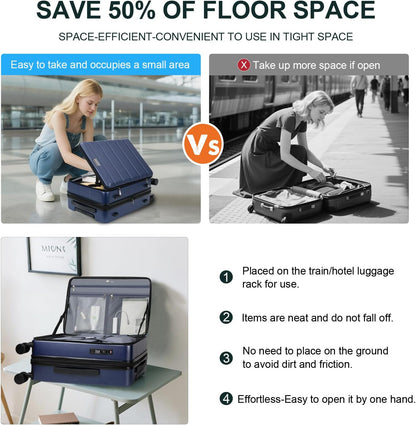 Carry On Luggage with Spinner Wheels & Built-in TSA Lock, Expandable Top Opening Hard Shell Suitcase Large Capacity Durable Rolling Luggage with USB Port, Carry-On 20-Inch, Light Blue