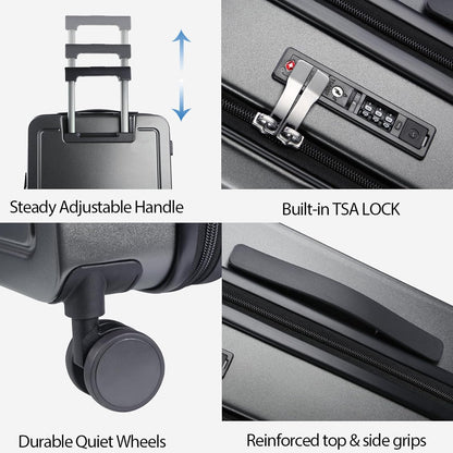 Carry On Luggage with Spinner Wheels & Built-in TSA Lock, Expandable Top Opening Hard Shell Suitcase Large Capacity Durable Rolling Luggage with USB Port, Carry-On 20-Inch, Light Blue