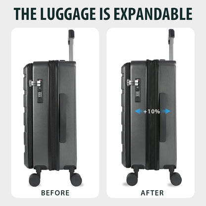 Carry On Luggage with Spinner Wheels & Built-in TSA Lock, Expandable Top Opening Hard Shell Suitcase Large Capacity Durable Rolling Luggage with USB Port, Carry-On 20-Inch, Light Blue