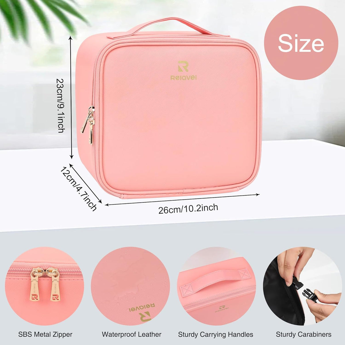 Travel Makeup Bag With LED Mirror, Cosmetic Train Case with Light up Mirror, Portable Makeup Artist Organizer Bag with Adjustable Dividers, Makeup Brush Holder Storage, Black