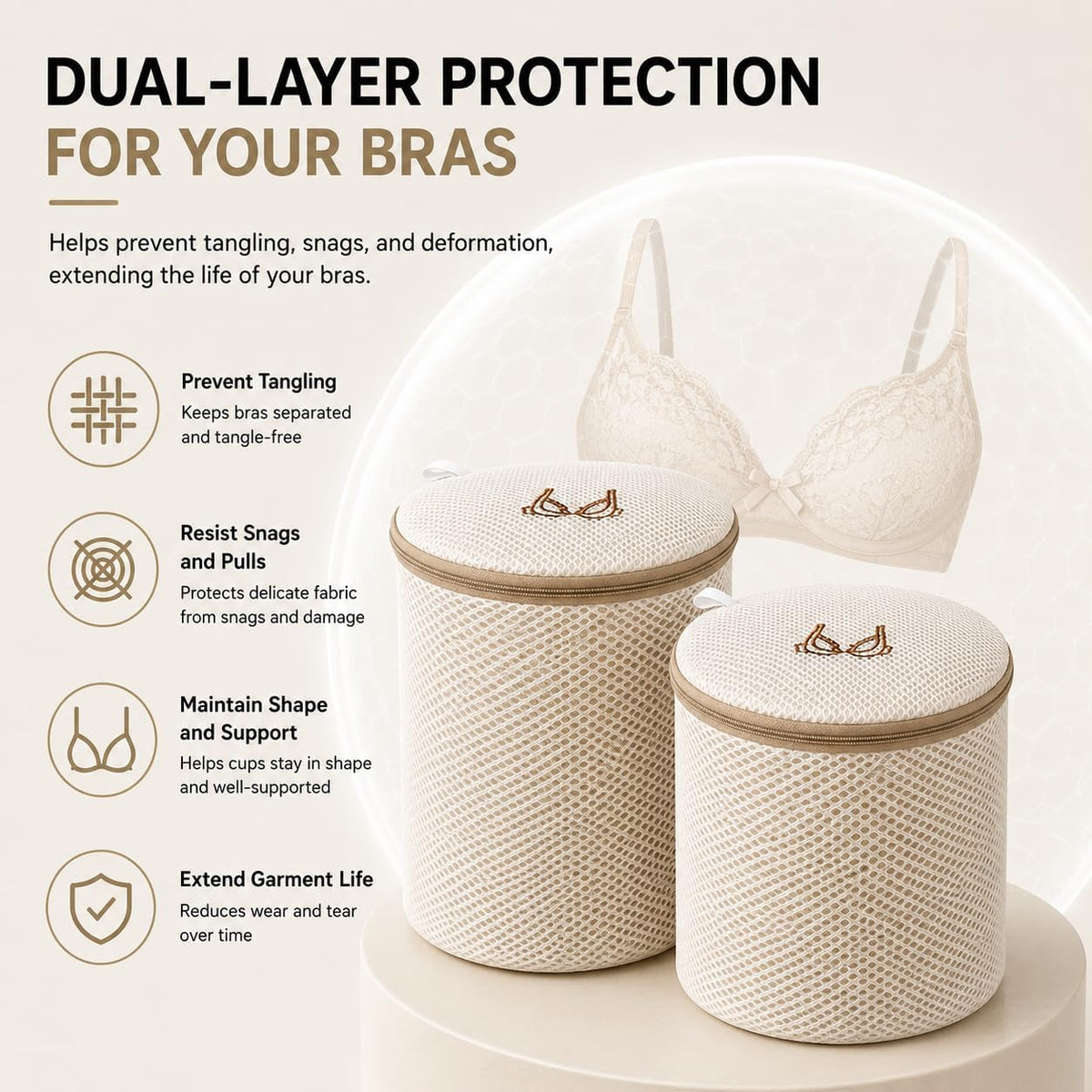 (2Pcs) high-end zipper mesh laundry bag, travel storage and finishing bag, to protect your exquisite clothes, suitable for jackets, underwear, tights, etc. (Pink, Shell bra)