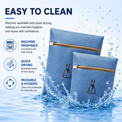 (2Pcs) high-end zipper mesh laundry bag, travel storage and finishing bag, to protect your exquisite clothes, suitable for jackets, underwear, tights, etc. (Pink, Shell bra)
