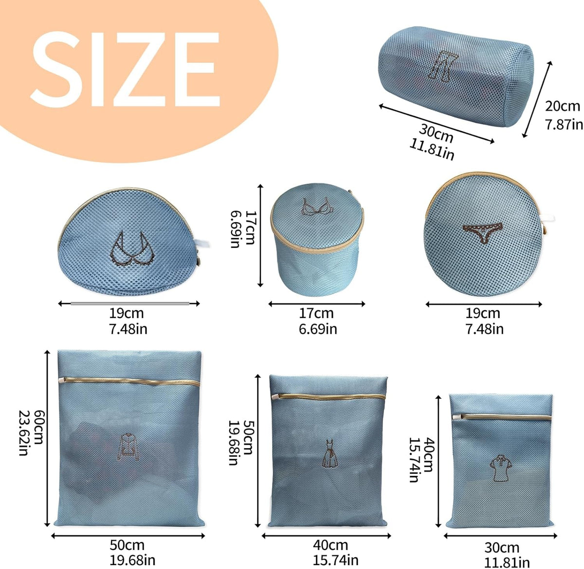 (2Pcs) high-end zipper mesh laundry bag, travel storage and finishing bag, to protect your exquisite clothes, suitable for jackets, underwear, tights, etc. (Pink, Shell bra)