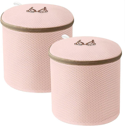 (2Pcs) high-end zipper mesh laundry bag, travel storage and finishing bag, to protect your exquisite clothes, suitable for jackets, underwear, tights, etc. (Pink, Shell bra)