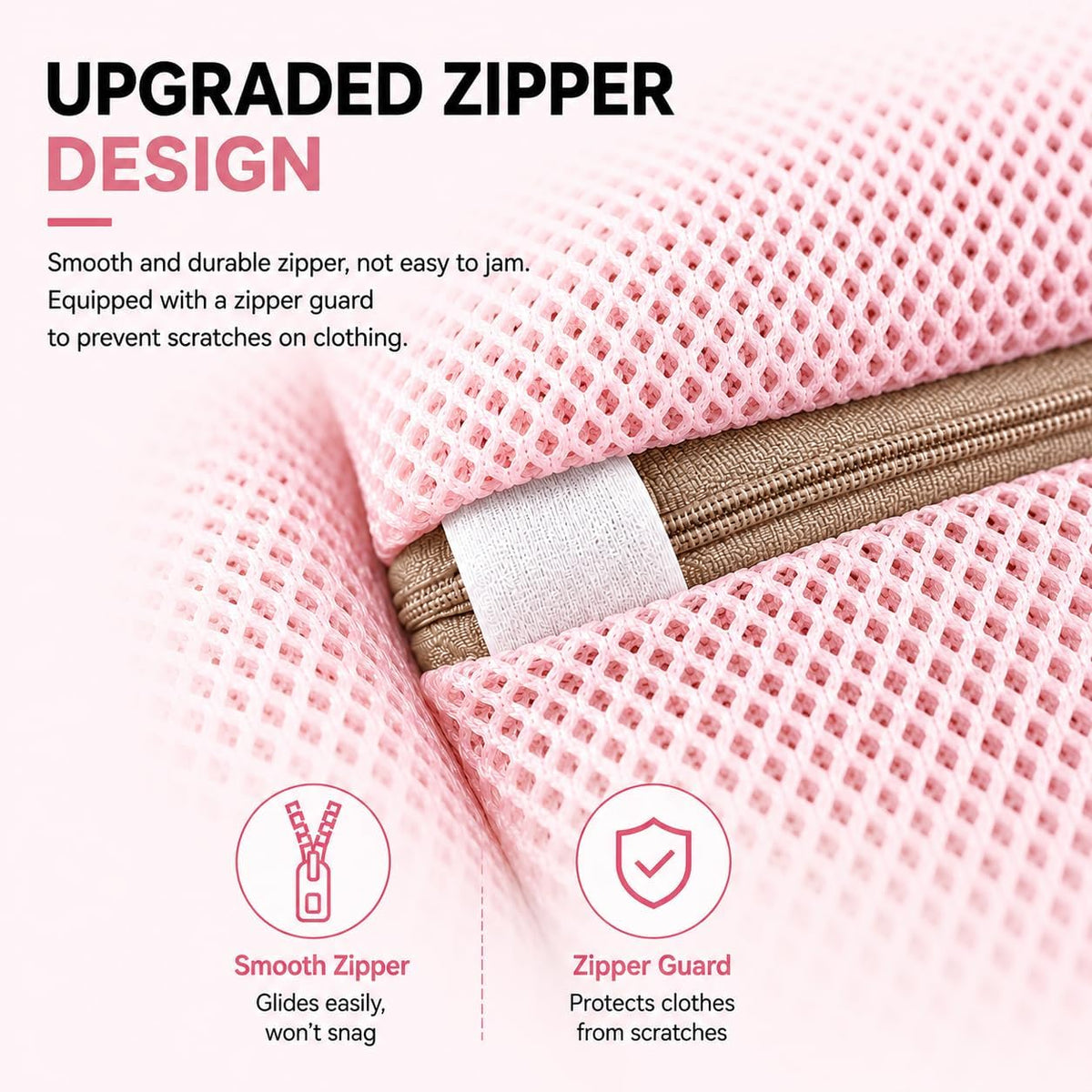 (2Pcs) high-end zipper mesh laundry bag, travel storage and finishing bag, to protect your exquisite clothes, suitable for jackets, underwear, tights, etc. (Pink, Shell bra)