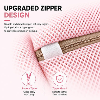 (2Pcs) high-end zipper mesh laundry bag, travel storage and finishing bag, to protect your exquisite clothes, suitable for jackets, underwear, tights, etc. (Pink, Shell bra)