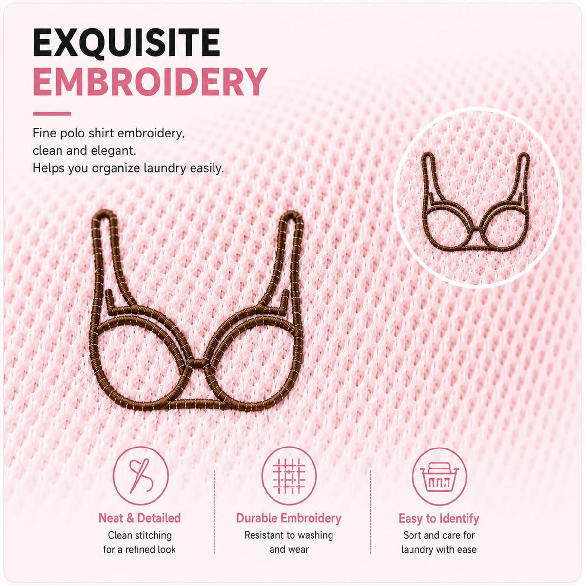 (2Pcs) high-end zipper mesh laundry bag, travel storage and finishing bag, to protect your exquisite clothes, suitable for jackets, underwear, tights, etc. (Pink, Shell bra)