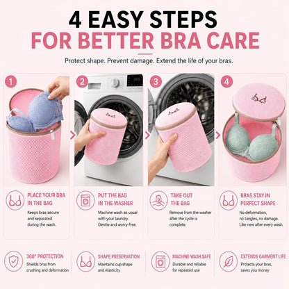 (2Pcs) high-end zipper mesh laundry bag, travel storage and finishing bag, to protect your exquisite clothes, suitable for jackets, underwear, tights, etc. (Pink, Shell bra)