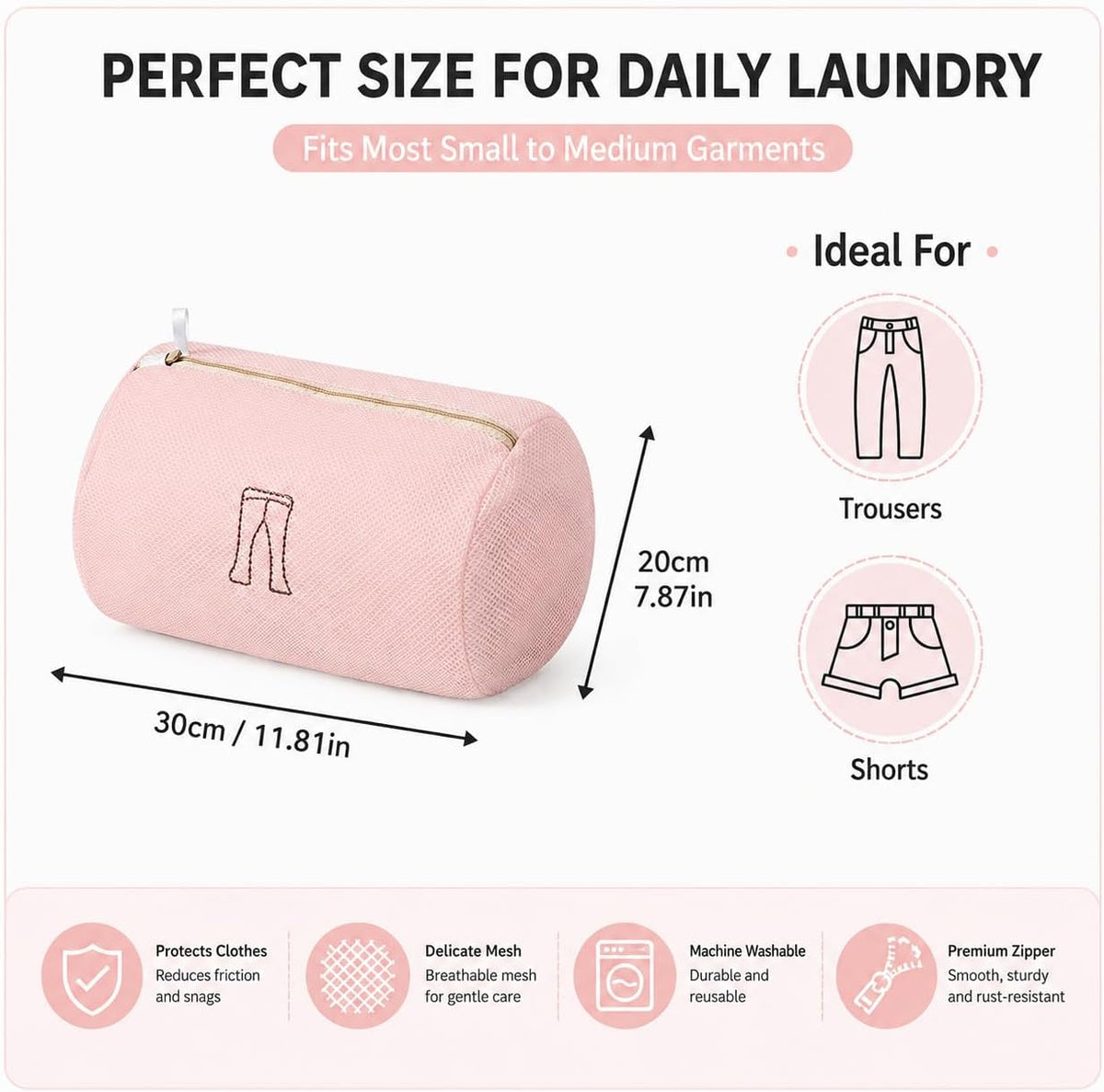 (2Pcs) high-end zipper mesh laundry bag, travel storage and finishing bag, to protect your exquisite clothes, suitable for jackets, underwear, tights, etc. (Pink, Shell bra)