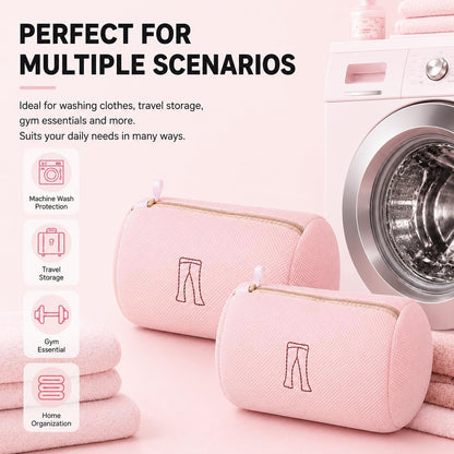 (2Pcs) high-end zipper mesh laundry bag, travel storage and finishing bag, to protect your exquisite clothes, suitable for jackets, underwear, tights, etc. (Pink, Shell bra)