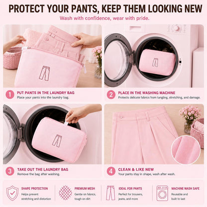 (2Pcs) high-end zipper mesh laundry bag, travel storage and finishing bag, to protect your exquisite clothes, suitable for jackets, underwear, tights, etc. (Pink, Shell bra)