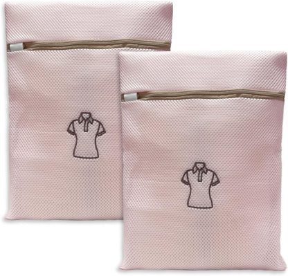 (2Pcs) high-end zipper mesh laundry bag, travel storage and finishing bag, to protect your exquisite clothes, suitable for jackets, underwear, tights, etc. (Pink, Shell bra)