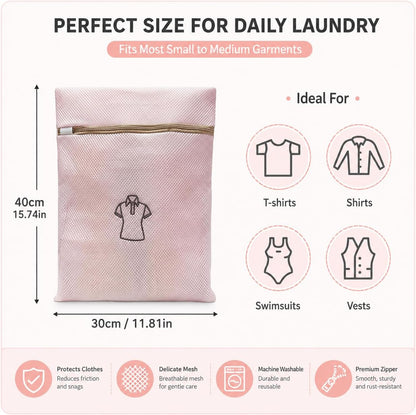 (2Pcs) high-end zipper mesh laundry bag, travel storage and finishing bag, to protect your exquisite clothes, suitable for jackets, underwear, tights, etc. (Pink, Shell bra)