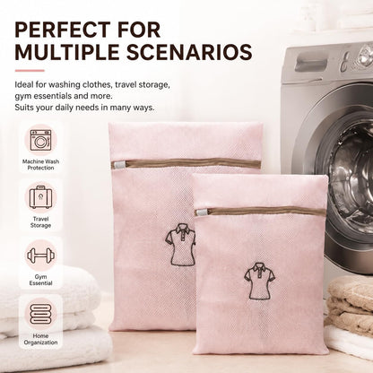 (2Pcs) high-end zipper mesh laundry bag, travel storage and finishing bag, to protect your exquisite clothes, suitable for jackets, underwear, tights, etc. (Pink, Shell bra)