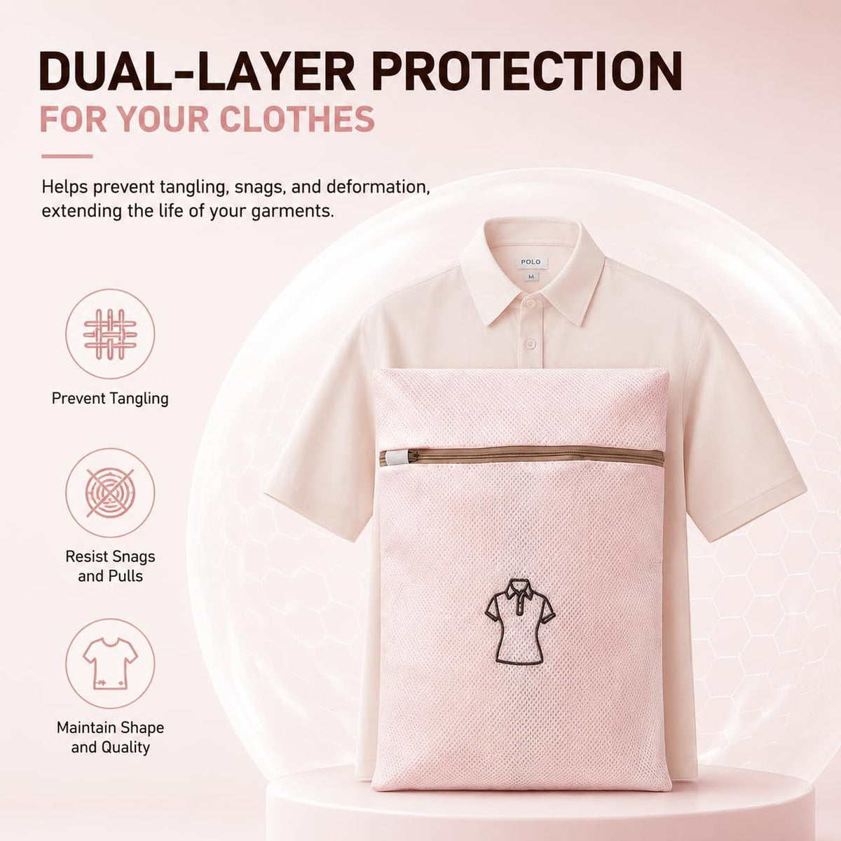 (2Pcs) high-end zipper mesh laundry bag, travel storage and finishing bag, to protect your exquisite clothes, suitable for jackets, underwear, tights, etc. (Pink, Shell bra)