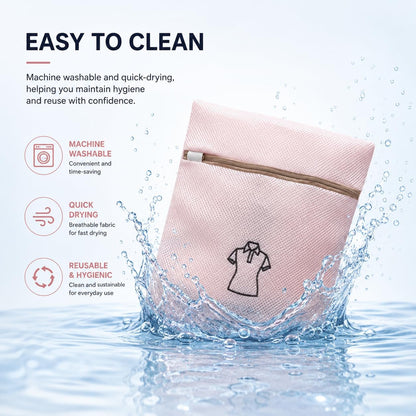 (2Pcs) high-end zipper mesh laundry bag, travel storage and finishing bag, to protect your exquisite clothes, suitable for jackets, underwear, tights, etc. (Pink, Shell bra)