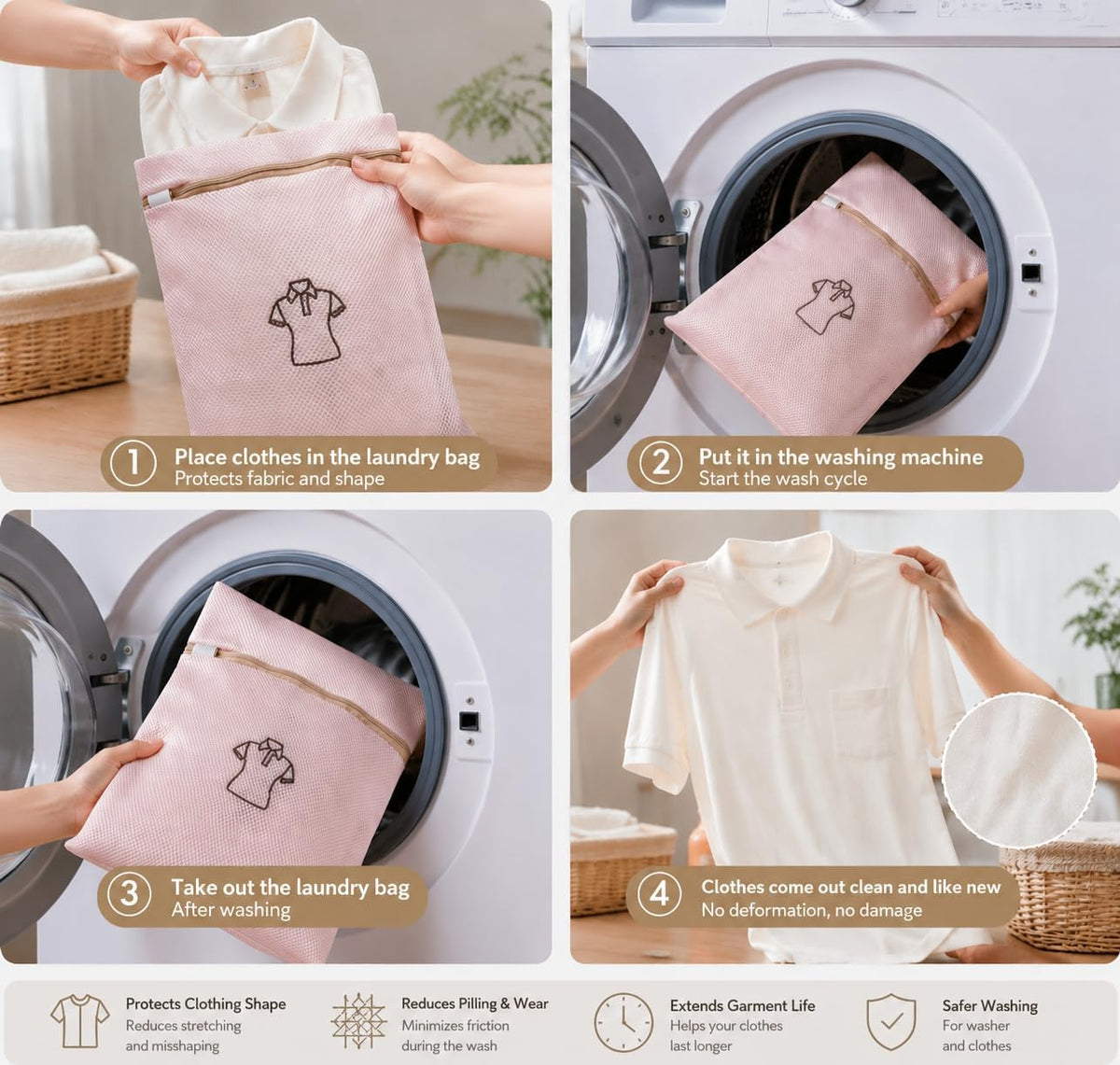 (2Pcs) high-end zipper mesh laundry bag, travel storage and finishing bag, to protect your exquisite clothes, suitable for jackets, underwear, tights, etc. (Pink, Shell bra)