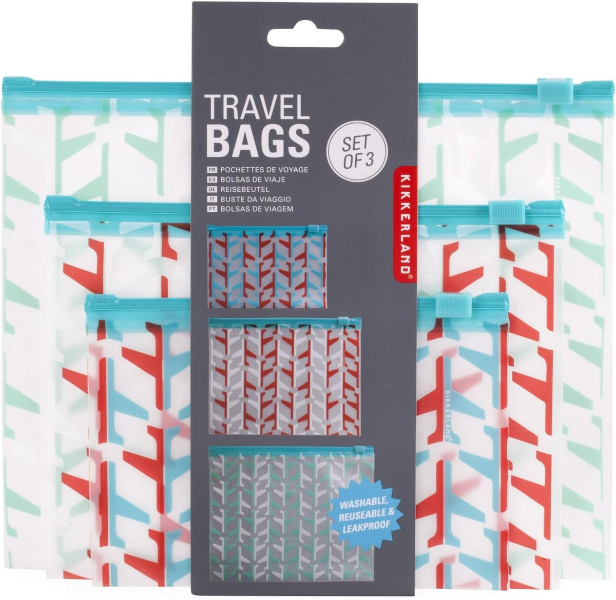 Kikkerland Around The World Travel Bags, Set of 4