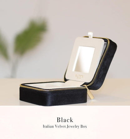 Travel Jewelry Box Organizer Velvet Travel Case With Mirror Rings Earrings Necklaces Storage Organizer Box (Red)