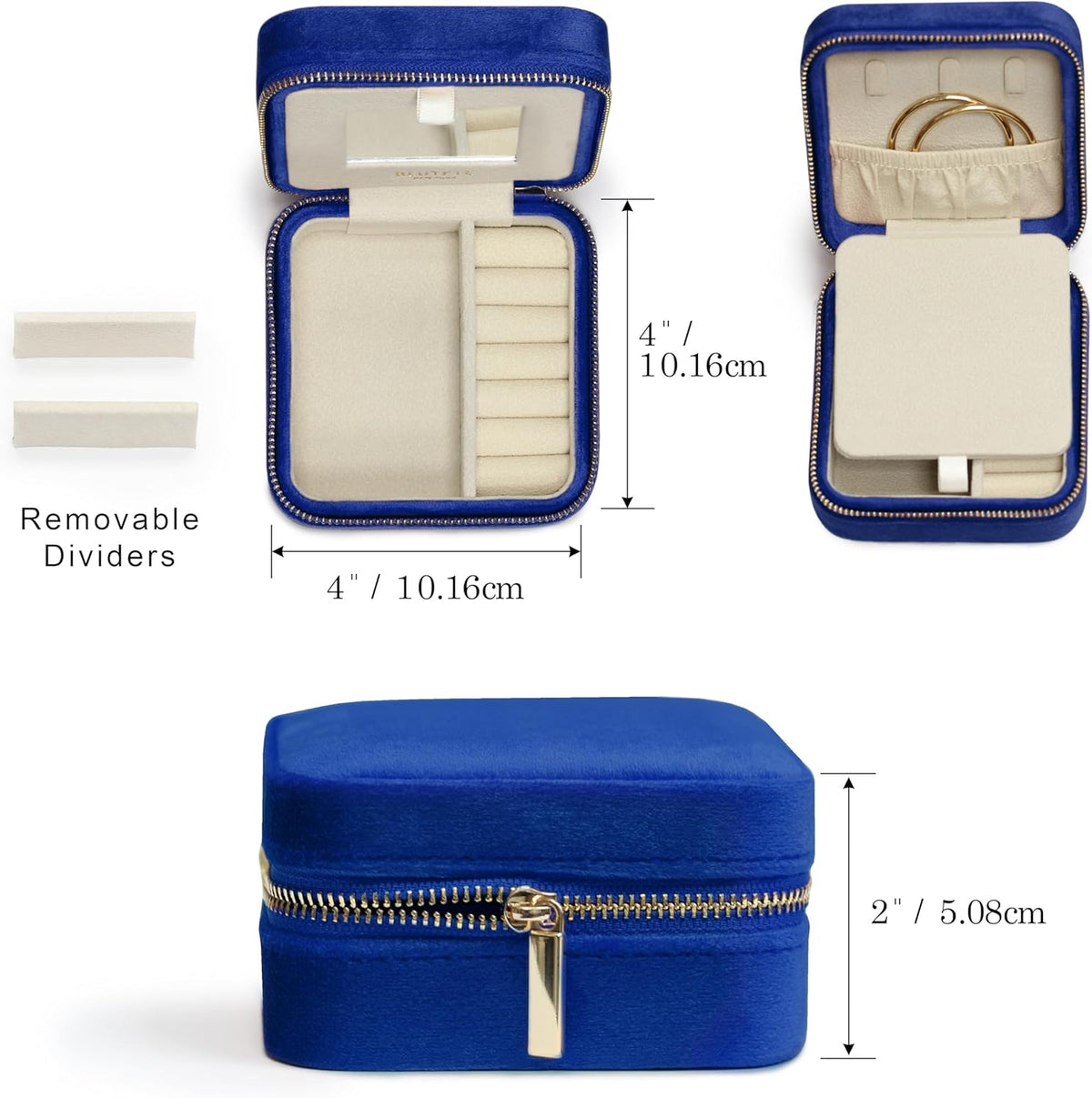 Travel Jewelry Box Organizer Velvet Travel Case With Mirror Rings Earrings Necklaces Storage Organizer Box (Red)