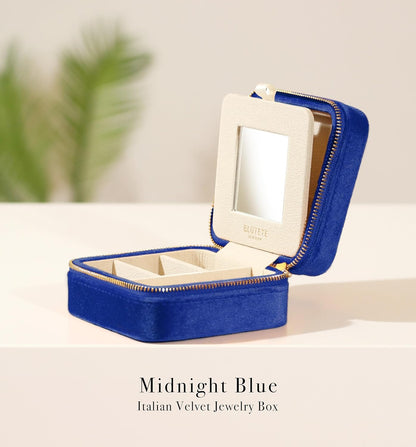 Travel Jewelry Box Organizer Velvet Travel Case With Mirror Rings Earrings Necklaces Storage Organizer Box (Red)