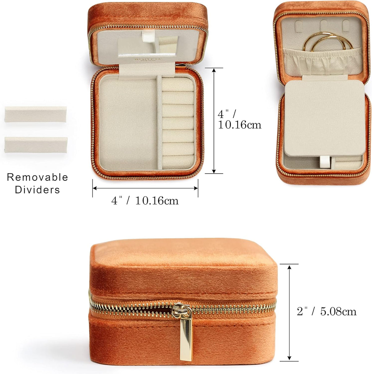 Travel Jewelry Box Organizer Velvet Travel Case With Mirror Rings Earrings Necklaces Storage Organizer Box (Red)