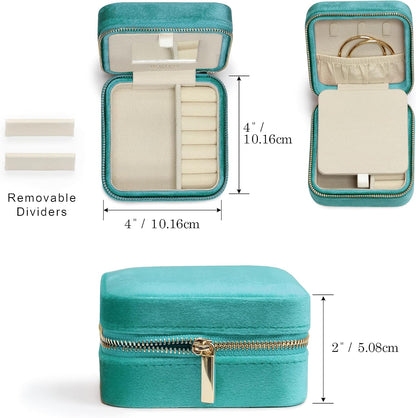 Travel Jewelry Box Organizer Velvet Travel Case With Mirror Rings Earrings Necklaces Storage Organizer Box (Red)
