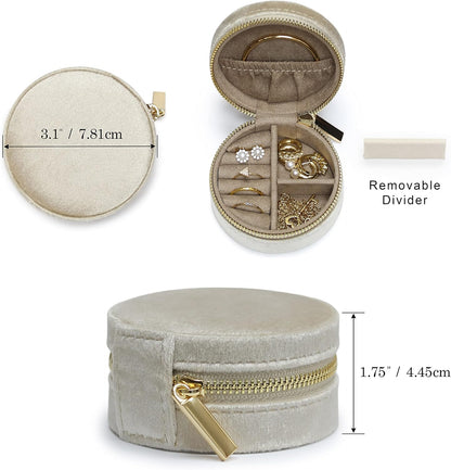 Travel Jewelry Box Organizer Velvet Travel Case With Mirror Rings Earrings Necklaces Storage Organizer Box (Red)