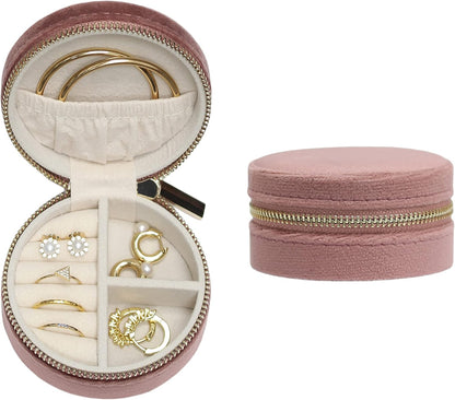 Travel Jewelry Box Organizer Velvet Travel Case With Mirror Rings Earrings Necklaces Storage Organizer Box (Red)