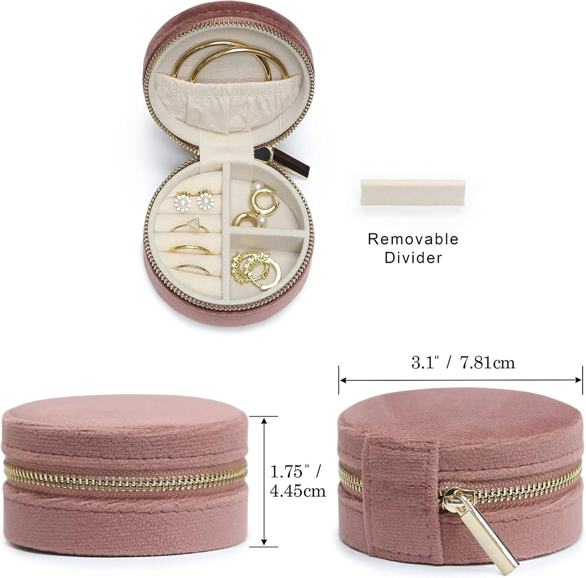 Travel Jewelry Box Organizer Velvet Travel Case With Mirror Rings Earrings Necklaces Storage Organizer Box (Red)