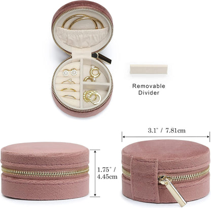 Travel Jewelry Box Organizer Velvet Travel Case With Mirror Rings Earrings Necklaces Storage Organizer Box (Red)