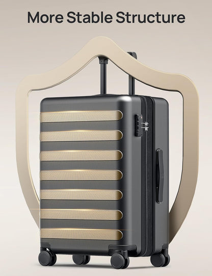 Carry On Luggage 22x14x9 Airline Approved, 20 Inch Luggage with Smooth Spinner Wheels, Expandable, Hard Shell PC Suitcase, Lightweight Travel Luggage, TSA Approved (Shadow, Rhine Max)