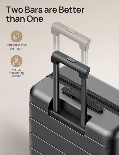 Carry On Luggage 22x14x9 Airline Approved, 20 Inch Luggage with Smooth Spinner Wheels, Expandable, Hard Shell PC Suitcase, Lightweight Travel Luggage, TSA Approved (Shadow, Rhine Max)
