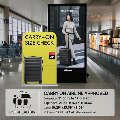 Carry On Luggage 22x14x9 Airline Approved, 20 Inch Luggage with Smooth Spinner Wheels, Expandable, Hard Shell PC Suitcase, Lightweight Travel Luggage, TSA Approved (Shadow, Rhine Max)