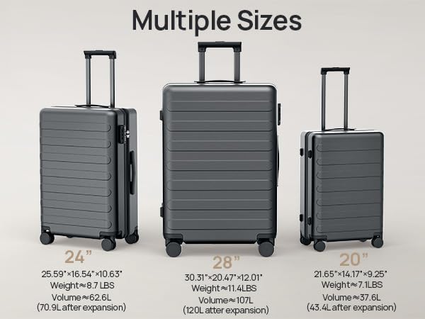 Carry On Luggage 22x14x9 Airline Approved, 20 Inch Luggage with Smooth Spinner Wheels, Expandable, Hard Shell PC Suitcase, Lightweight Travel Luggage, TSA Approved (Shadow, Rhine Max)