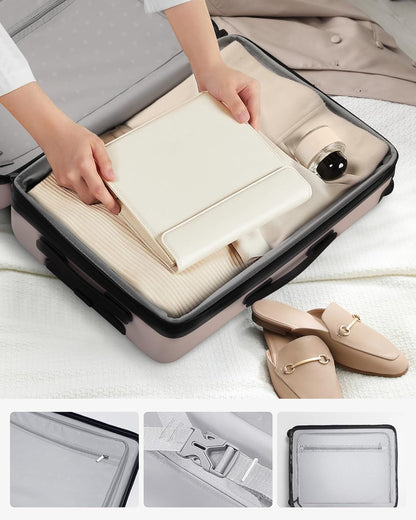 Carry On Luggage 22x14x9 Airline Approved, 20 Inch Luggage with Smooth Spinner Wheels, Expandable, Hard Shell PC Suitcase, Lightweight Travel Luggage, TSA Approved (Shadow, Rhine Max)