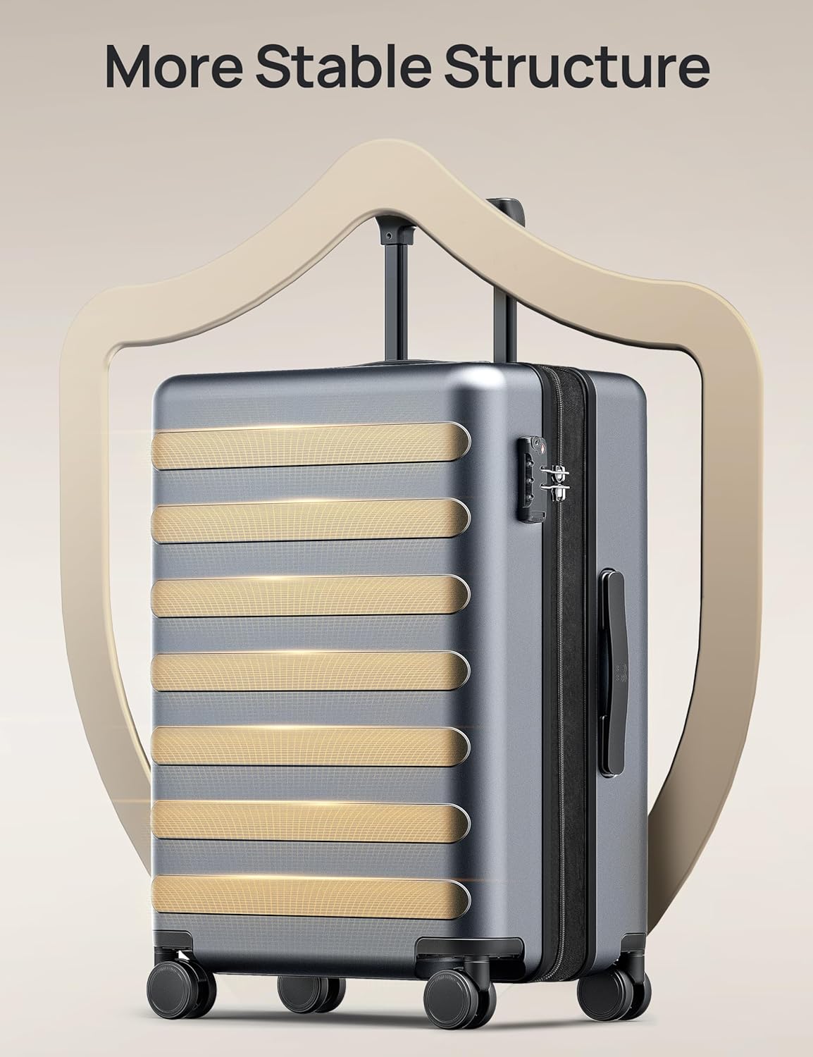 Carry On Luggage 22x14x9 Airline Approved, 20 Inch Luggage with Smooth Spinner Wheels, Expandable, Hard Shell PC Suitcase, Lightweight Travel Luggage, TSA Approved (Shadow, Rhine Max)