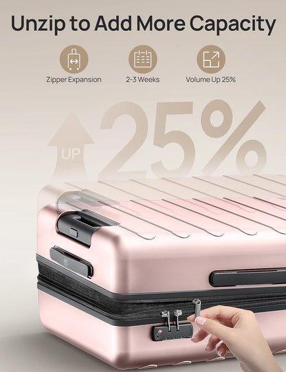 Carry On Luggage 22x14x9 Airline Approved, 20 Inch Luggage with Smooth Spinner Wheels, Expandable, Hard Shell PC Suitcase, Lightweight Travel Luggage, TSA Approved (Shadow, Rhine Max)