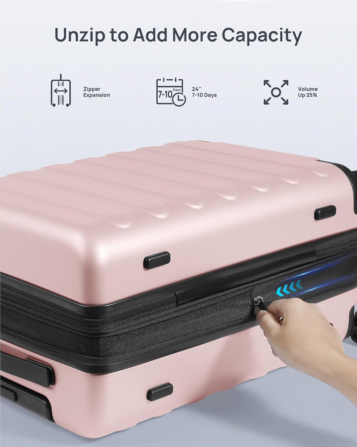 Carry On Luggage 22x14x9 Airline Approved, 20 Inch Luggage with Smooth Spinner Wheels, Expandable, Hard Shell PC Suitcase, Lightweight Travel Luggage, TSA Approved (Shadow, Rhine Max)