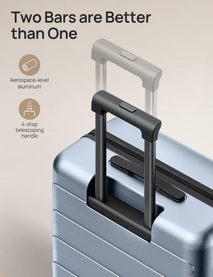 Carry On Luggage 22x14x9 Airline Approved, 20 Inch Luggage with Smooth Spinner Wheels, Expandable, Hard Shell PC Suitcase, Lightweight Travel Luggage, TSA Approved (Shadow, Rhine Max)