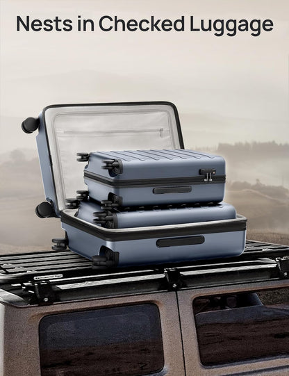 Carry On Luggage 22x14x9 Airline Approved, 20 Inch Luggage with Smooth Spinner Wheels, Expandable, Hard Shell PC Suitcase, Lightweight Travel Luggage, TSA Approved (Shadow, Rhine Max)
