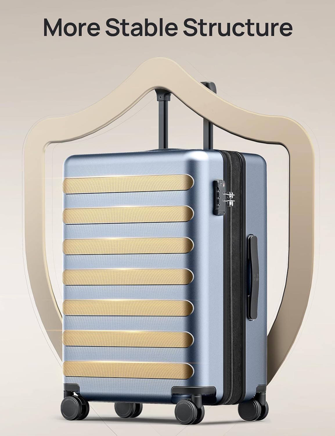 Carry On Luggage 22x14x9 Airline Approved, 20 Inch Luggage with Smooth Spinner Wheels, Expandable, Hard Shell PC Suitcase, Lightweight Travel Luggage, TSA Approved (Shadow, Rhine Max)