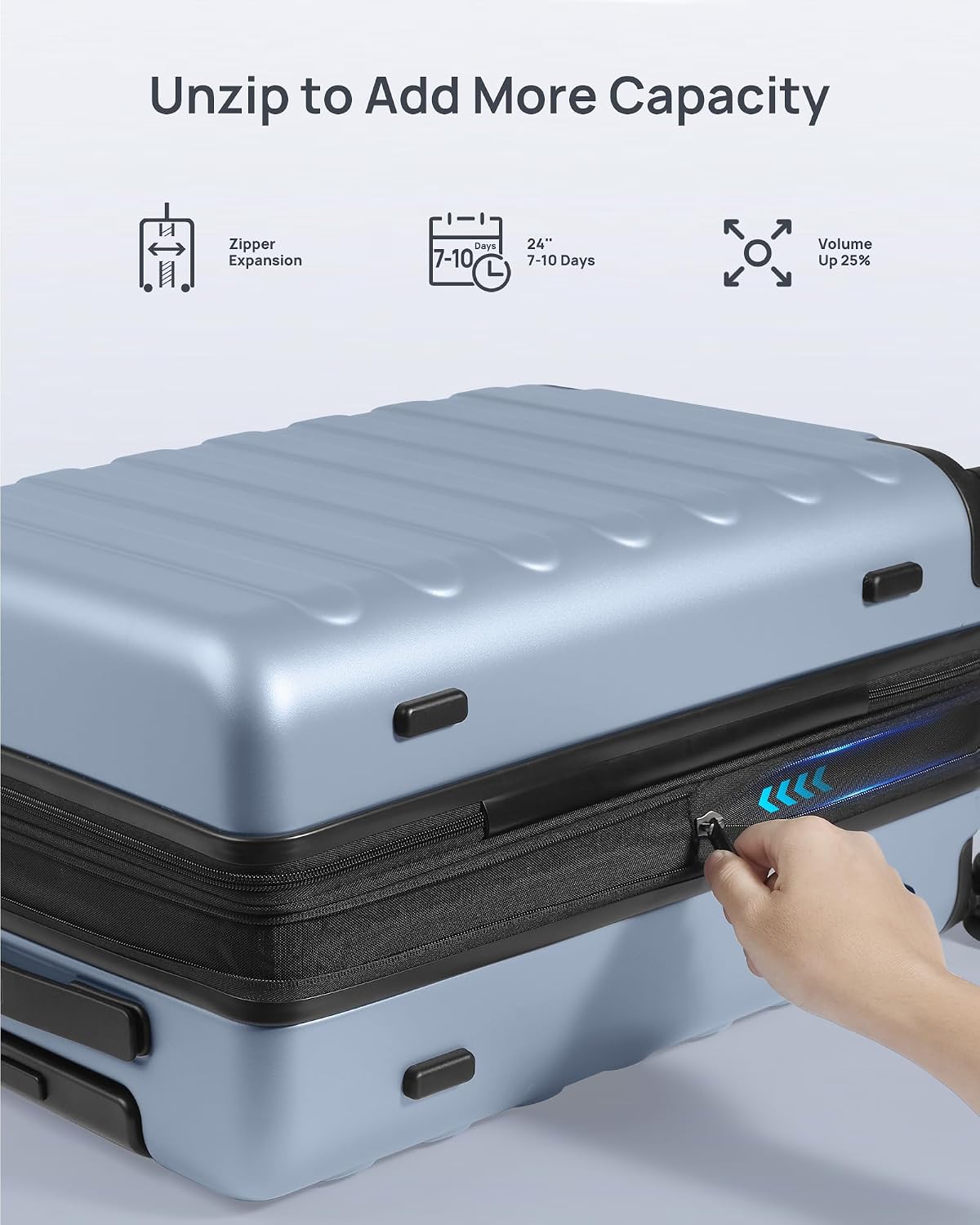 Carry On Luggage 22x14x9 Airline Approved, 20 Inch Luggage with Smooth Spinner Wheels, Expandable, Hard Shell PC Suitcase, Lightweight Travel Luggage, TSA Approved (Shadow, Rhine Max)