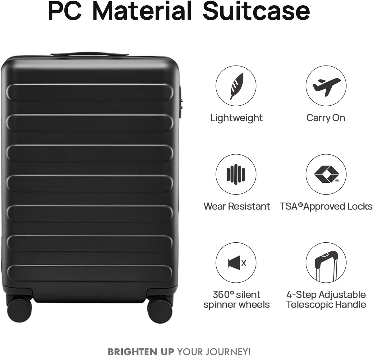 Carry On Luggage 22x14x9 Airline Approved, 20 Inch Luggage with Smooth Spinner Wheels, Expandable, Hard Shell PC Suitcase, Lightweight Travel Luggage, TSA Approved (Shadow, Rhine Max)