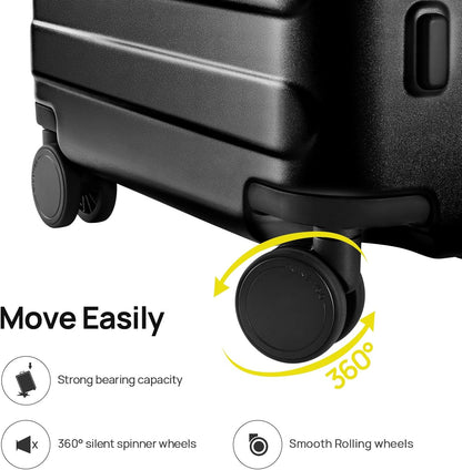 Carry On Luggage 22x14x9 Airline Approved, 20 Inch Luggage with Smooth Spinner Wheels, Expandable, Hard Shell PC Suitcase, Lightweight Travel Luggage, TSA Approved (Shadow, Rhine Max)