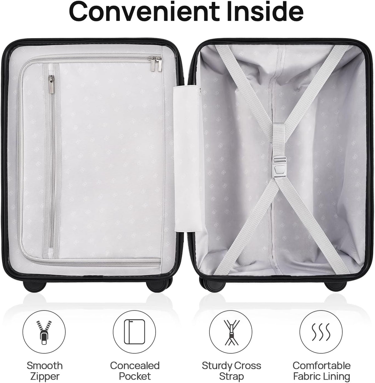 Carry On Luggage 22x14x9 Airline Approved, 20 Inch Luggage with Smooth Spinner Wheels, Expandable, Hard Shell PC Suitcase, Lightweight Travel Luggage, TSA Approved (Shadow, Rhine Max)