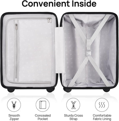 Carry On Luggage 22x14x9 Airline Approved, 20 Inch Luggage with Smooth Spinner Wheels, Expandable, Hard Shell PC Suitcase, Lightweight Travel Luggage, TSA Approved (Shadow, Rhine Max)