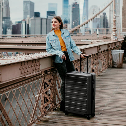 Carry On Luggage 22x14x9 Airline Approved, 20 Inch Luggage with Smooth Spinner Wheels, Expandable, Hard Shell PC Suitcase, Lightweight Travel Luggage, TSA Approved (Shadow, Rhine Max)