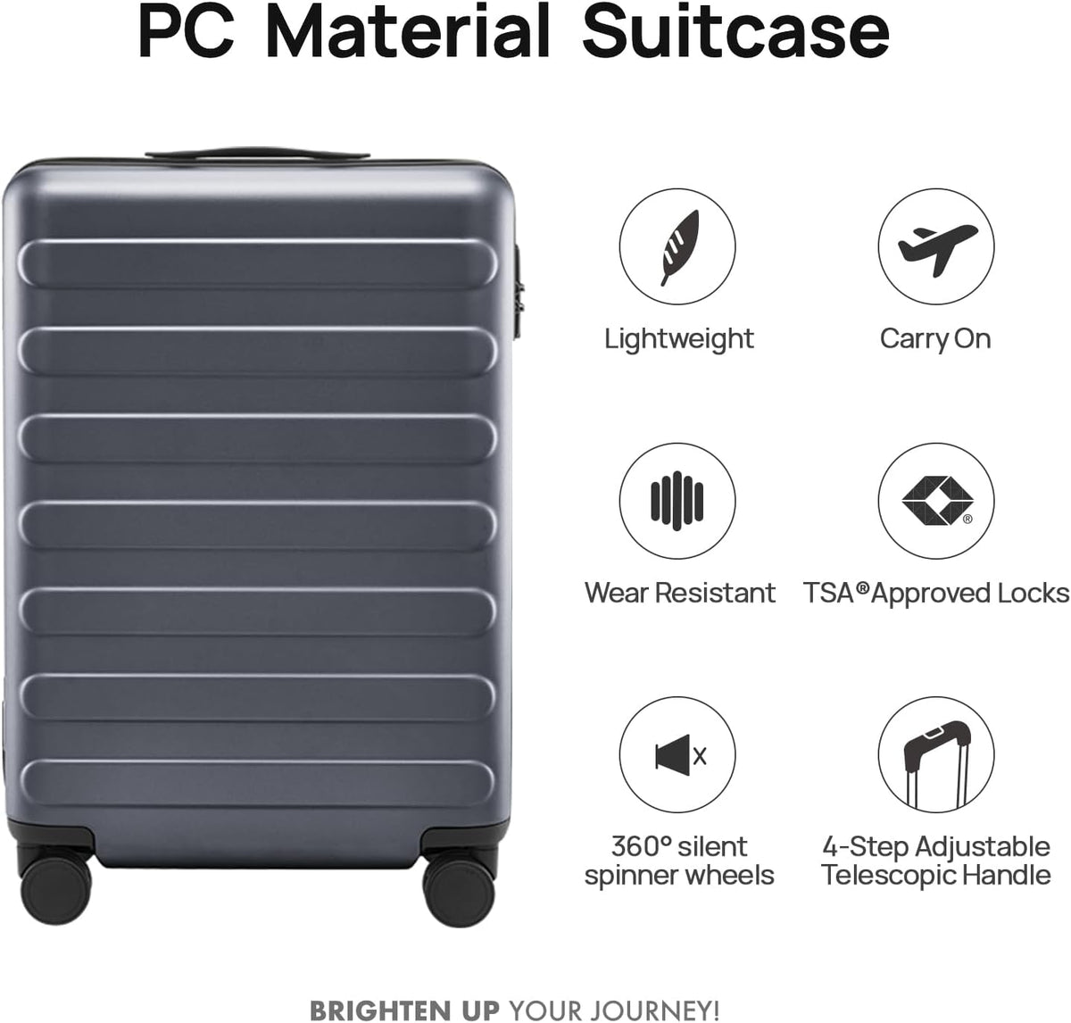 Carry On Luggage 22x14x9 Airline Approved, 20 Inch Luggage with Smooth Spinner Wheels, Expandable, Hard Shell PC Suitcase, Lightweight Travel Luggage, TSA Approved (Shadow, Rhine Max)